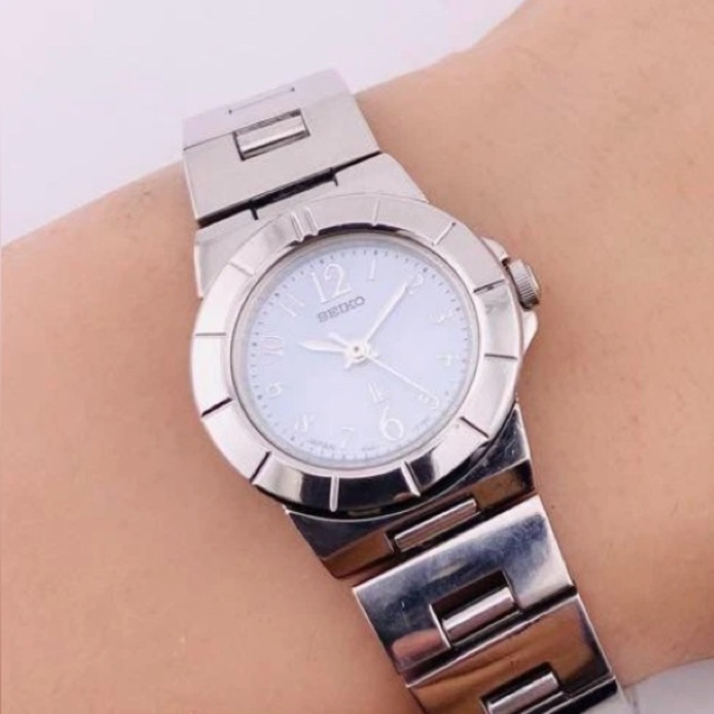 Seiko Silver Stainless Steel Women's Watch with Light Dial